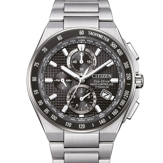 Citizen Promaster Sky Funkuhr AT8390-55E Chronograph mit silberfarbenem Edelstahlgehäuse und silberfarbenem Edelstahlarmband