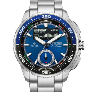 Citizen Promaster Wave Tracker JV3006-50L Armbanduhr mit silberfarbenem Edelstahlgehäuse und silberfarbenem Edelstahlarmband