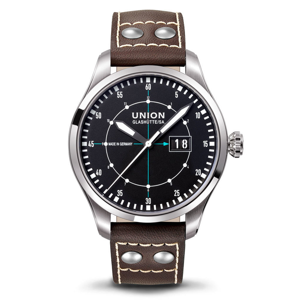 Belisar Pilot Großdatum Black Leather Brown