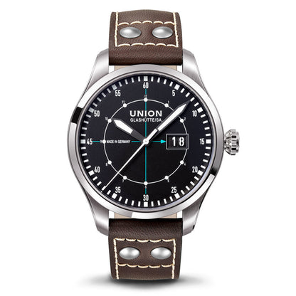 Belisar Pilot Großdatum Black Leather Brown