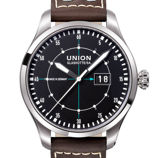 Belisar Pilot Großdatum Black Leather Brown