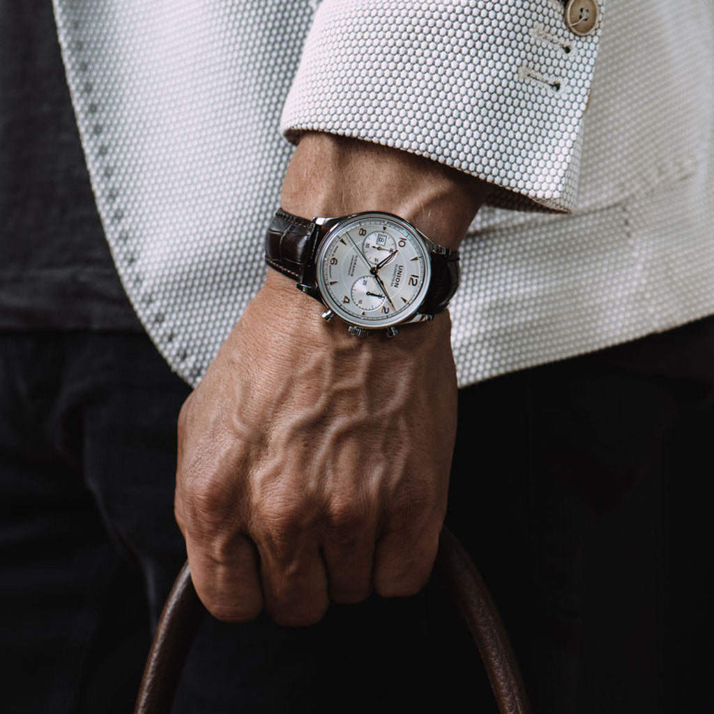 Noramis Chronograph Silver Leather Brown