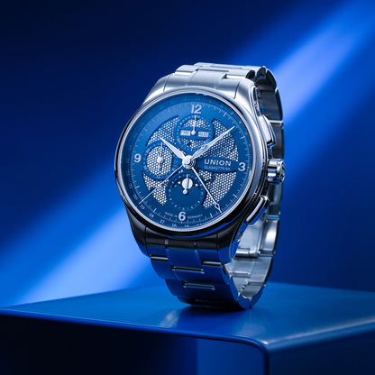 Belisar Chronograph Mondphase Blue Stainless Steel