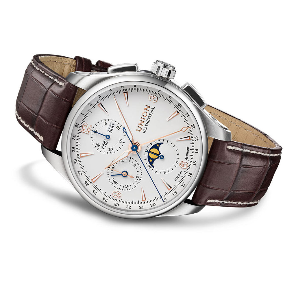 Belisar Chronograph Mondphase White Leather Brown