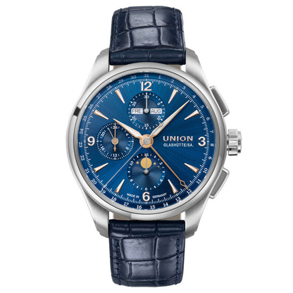Belisar Chronograph Mondphase Blue Leather