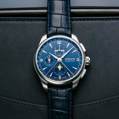 Belisar Chronograph Mondphase Blue Leather