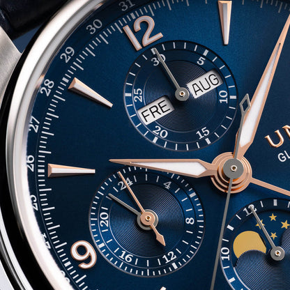 Belisar Chronograph Mondphase Blue Leather