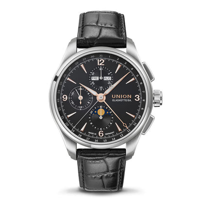 Belisar Chronograph Mondphase Black Leather Black