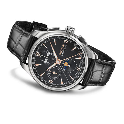 Belisar Chronograph Mondphase Black Leather Black