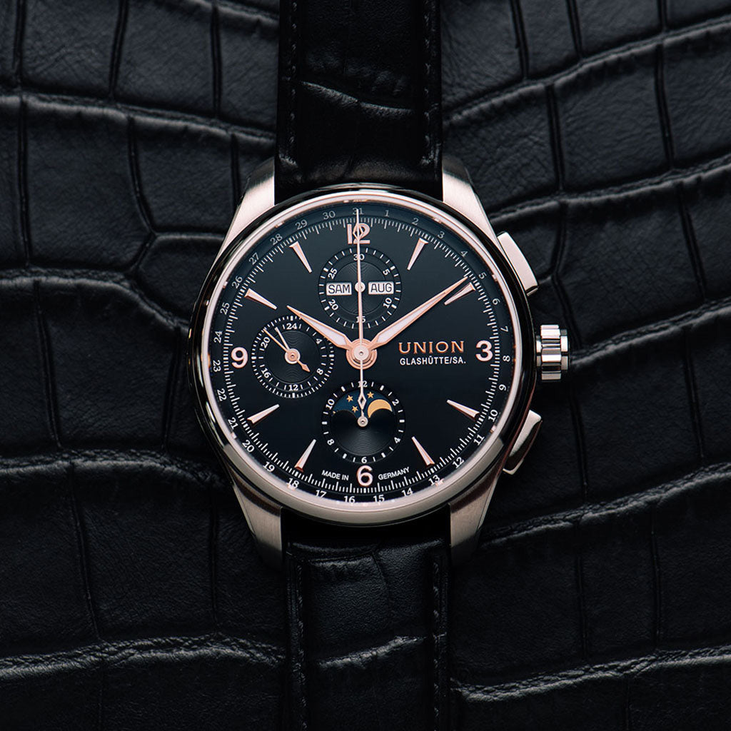 Belisar Chronograph Mondphase Black Leather Black