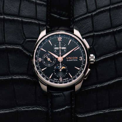 Belisar Chronograph Mondphase Black Leather Black