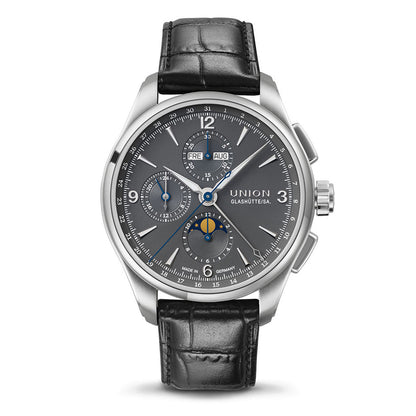 Belisar Chronograph Mondphase Grey Leather Black