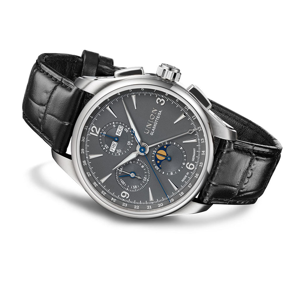 Belisar Chronograph Mondphase Grey Leather Black
