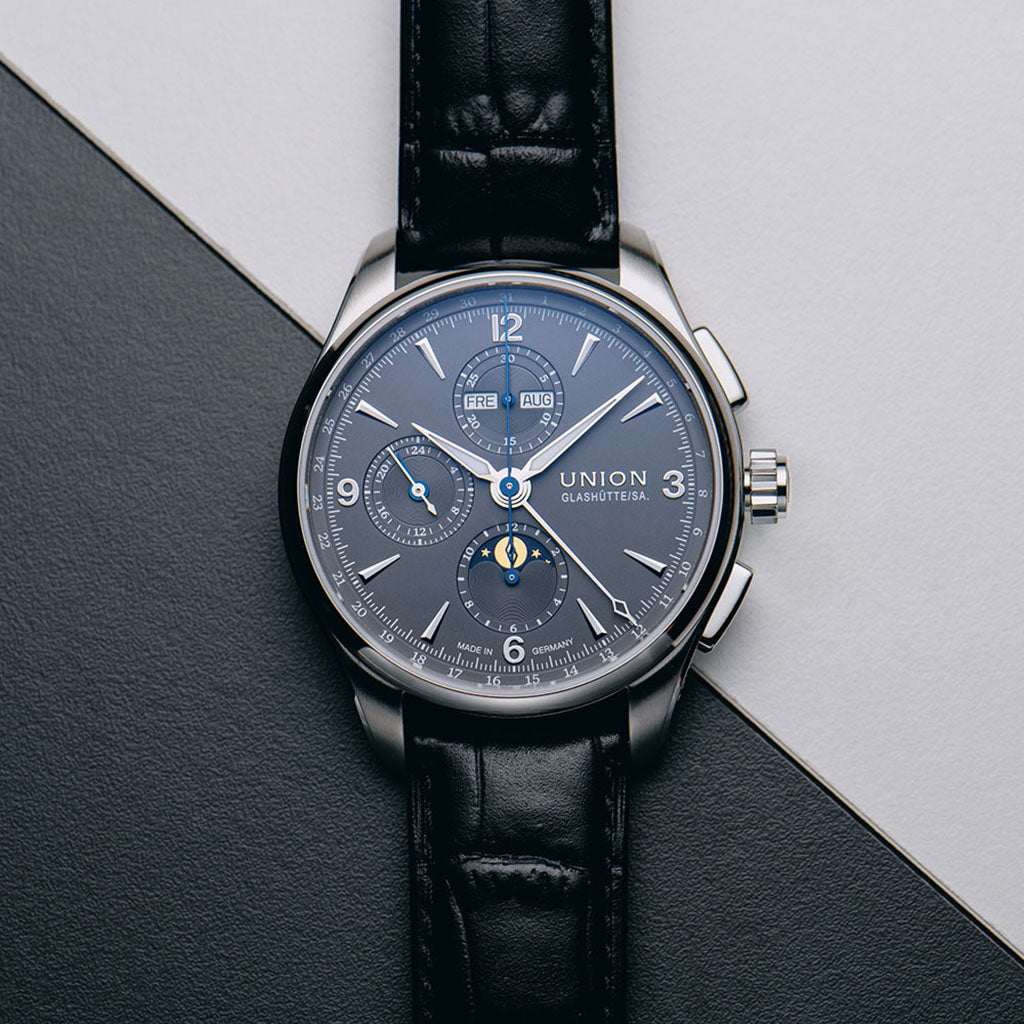 Belisar Chronograph Mondphase Grey Leather Black