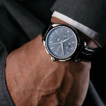 Belisar Chronograph Mondphase Grey Leather Black