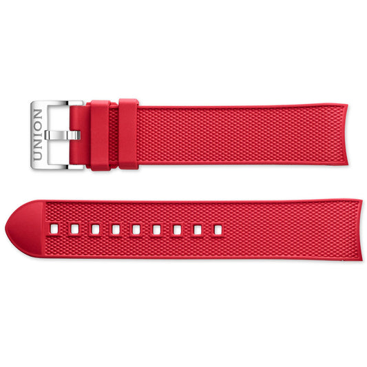 Kautschukband mit Struktur in Rot mit Schließe Union Glashütte D610003972-S