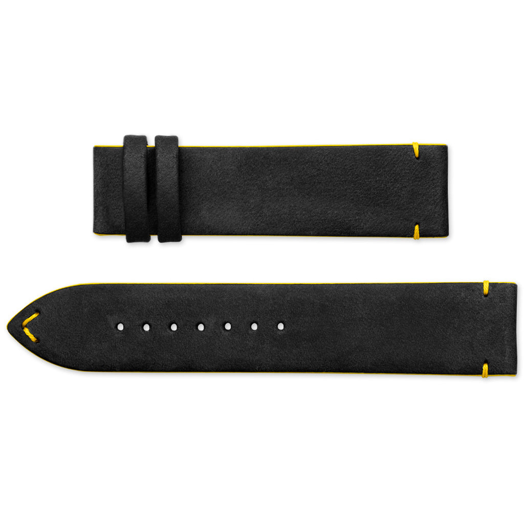 Kalbslederband Nubuk Schwarz-Gelb – 21 mm - Union Glashütte D610004171