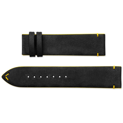 Kalbslederband Nubuk Schwarz-Gelb – 21 mm - Union Glashütte D610004171