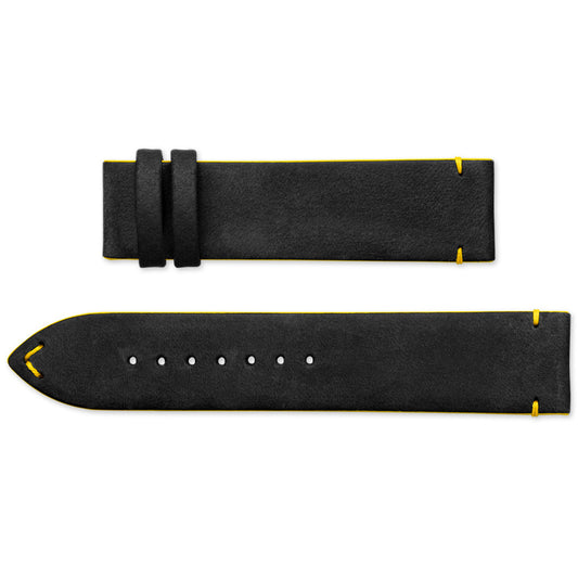 Kalbslederband Nubuk Schwarz-Gelb – 21 mm - Union Glashütte D610004171