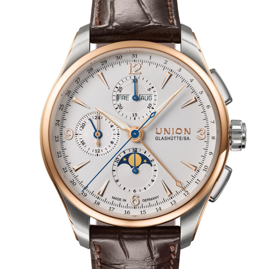 Union Glashütte Belisar Chronograph Mondphase White Roségold D9074254601701