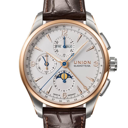 Union Glashütte Belisar Chronograph Mondphase White Roségold D9074254601701