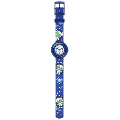 Flik Flak Kinderuhr CROCONAUTS  ZFBNP252 Armbanduhr mit blauem bio-basierter Kunststoffgehäuse und blauem Textil (recyceltes PET)armband