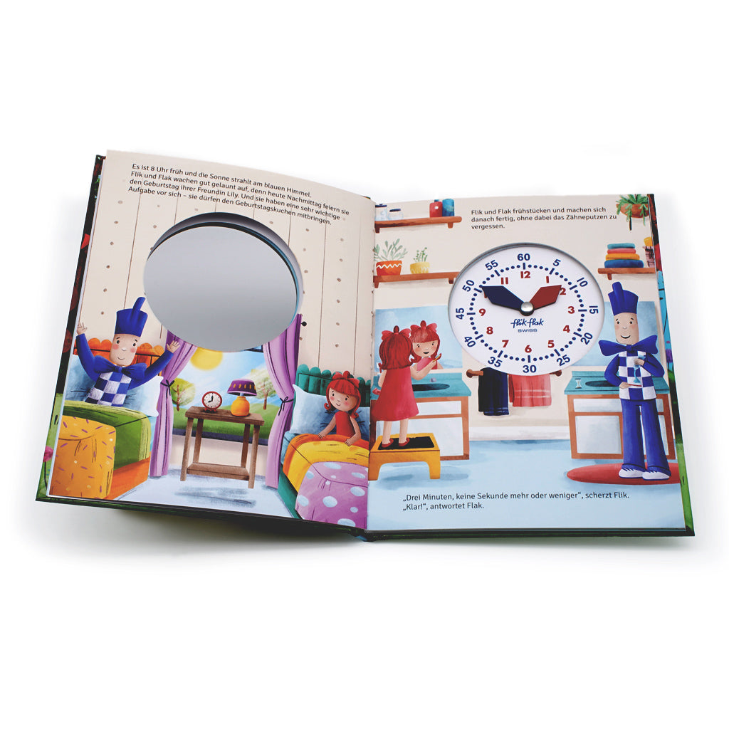 Flik Flak Geschenkverpackung mit Buch Flik & Flak im Wettlauf gegen die Zeit FGP004-DE