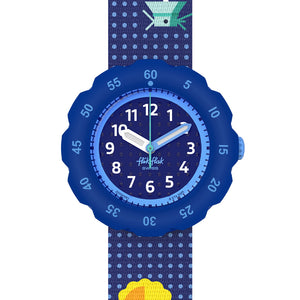 Flik Flak Kinderuhr SOLAR UNIVERSE ZFPSP081 Armbanduhr mit blauem bio-basierter Kunststoffgehäuse und blauem Textil (recyceltes PET)armband