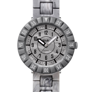 Flik Flak Kinderuhr LUNAR BRICK ZFCSP134 Armbanduhr mit grauem bio-basierter Kunststoffgehäuse und grauem Silikon/Kautschuckarmband
