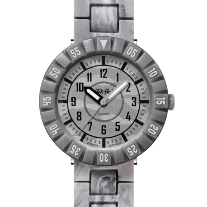 Flik Flak Kinderuhr LUNAR BRICK ZFCSP134 Armbanduhr mit grauem bio-basierter Kunststoffgehäuse und grauem Silikon/Kautschuckarmband