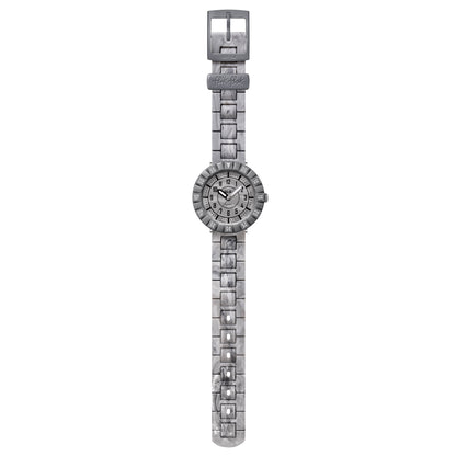 Flik Flak Kinderuhr LUNAR BRICK ZFCSP134 Armbanduhr mit grauem bio-basierter Kunststoffgehäuse und grauem Silikon/Kautschuckarmband