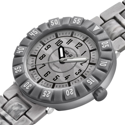 Flik Flak Kinderuhr LUNAR BRICK ZFCSP134 Armbanduhr mit grauem bio-basierter Kunststoffgehäuse und grauem Silikon/Kautschuckarmband