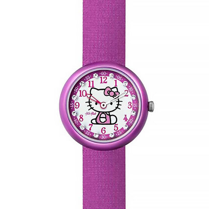 Swatch Flik Flak HELLO KITTY PURPLE WATCH & PURSE ZFLN034