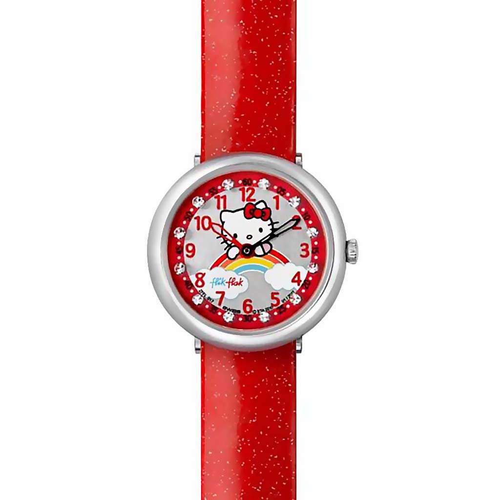 Swatch Flik Flak HELLO KITTY RED RAINBOW ZFFL017
