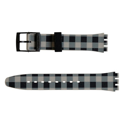 Swatch Ersatzband Black & Grey Checked AGB271