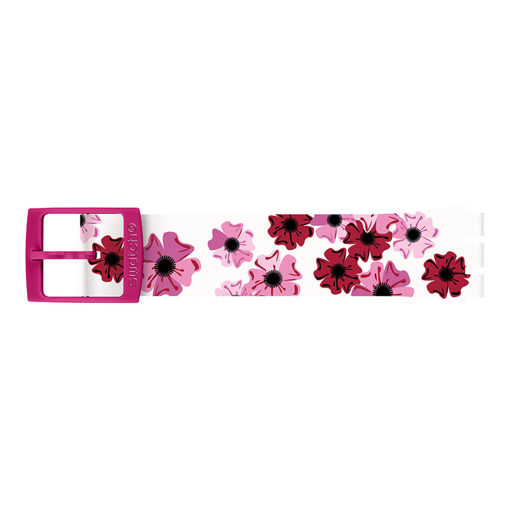 Swatch Ersatzband White Silicone Red Flowers ACM0032H12