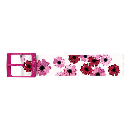 Swatch Ersatzband White Silicone Red Flowers ACM0032H12
