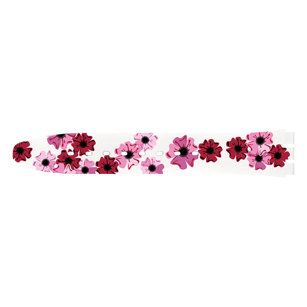 Swatch Ersatzband White Silicone Red Flowers ACM0032H6