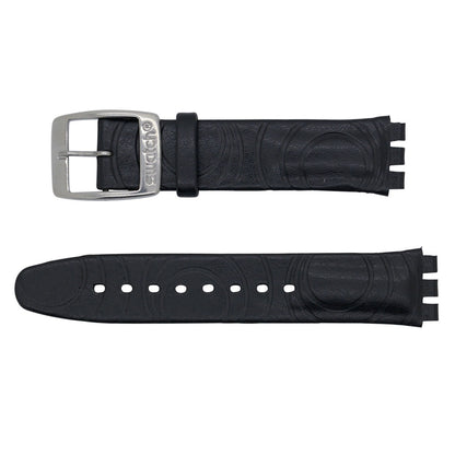 Swatch Ersatzband Black Leather With Circles AYGS007