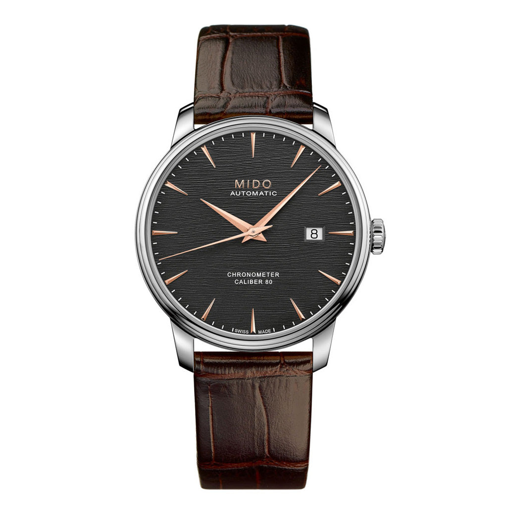 Baroncelli Chronometer Silizium 40 mm Black Leather Brown (Ausstellungsstück)