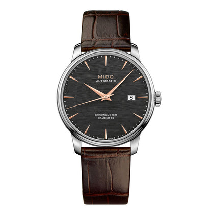 Baroncelli Chronometer Silizium 40 mm Black Leather Brown (Ausstellungsstück)