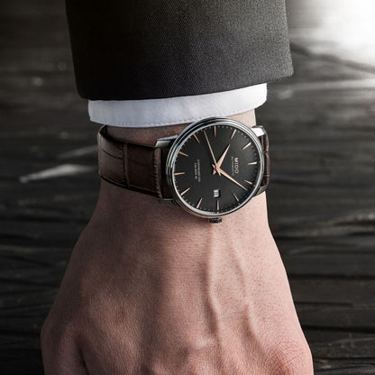 Baroncelli Chronometer Silizium 40 mm Black Leather Brown (Ausstellungsstück)