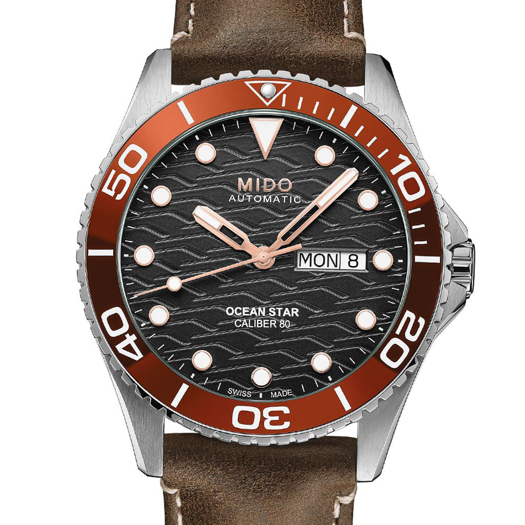 Mido Ocean Star 200 C Black Leather Brown M0424301605100
