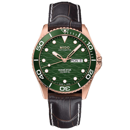Ocean Star 200C 42,5 mm Rosegold Green Leather Brown