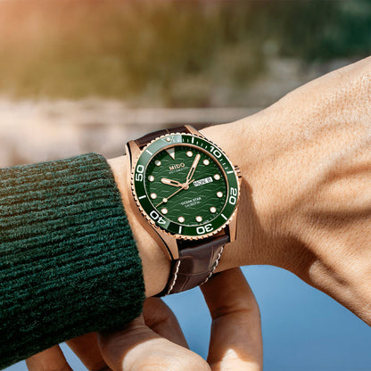 Ocean Star 200C 42,5 mm Rosegold Green Leather Brown