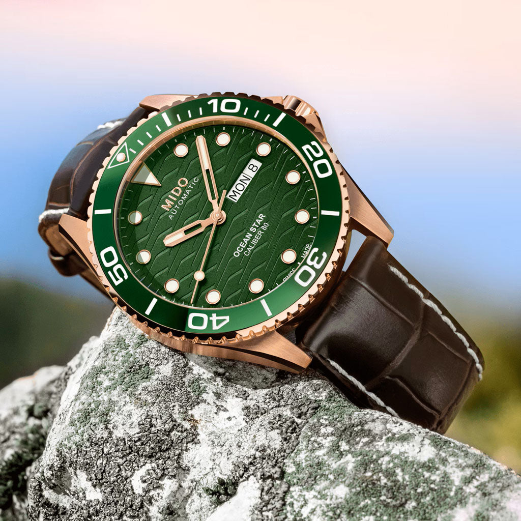 Ocean Star 200C 42,5 mm Rosegold Green Leather Brown