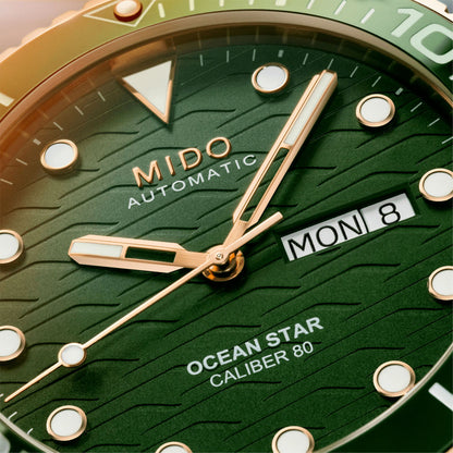 Ocean Star 200C 42,5 mm Rosegold Green Leather Brown