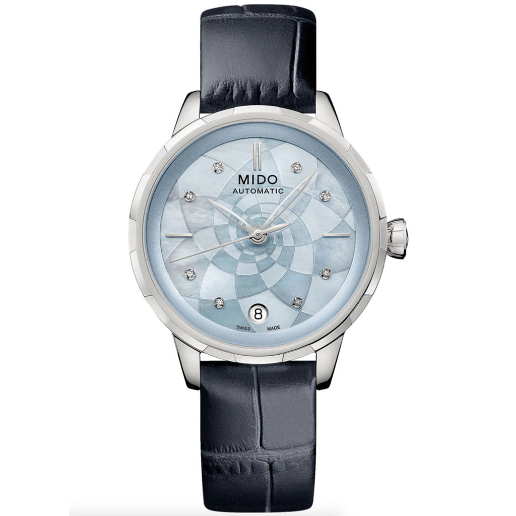 Rainflower 34 mm Blue Mother of Pearl Leather Blue (Ausstellungsstück)