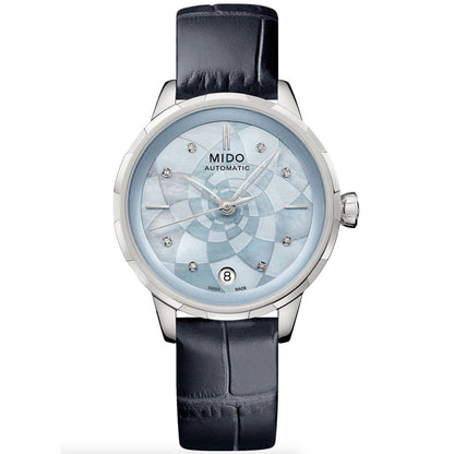 Rainflower 34 mm Blue Mother of Pearl Leather Blue (Ausstellungsstück)