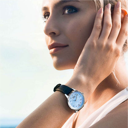 Rainflower 34 mm Blue Mother of Pearl Leather Blue (Ausstellungsstück)